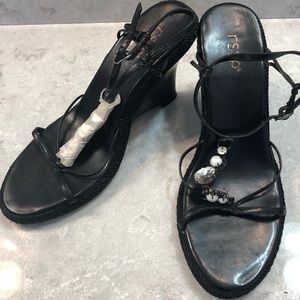 RSVP strappy, jeweled NWOT wedge sandals. Black
